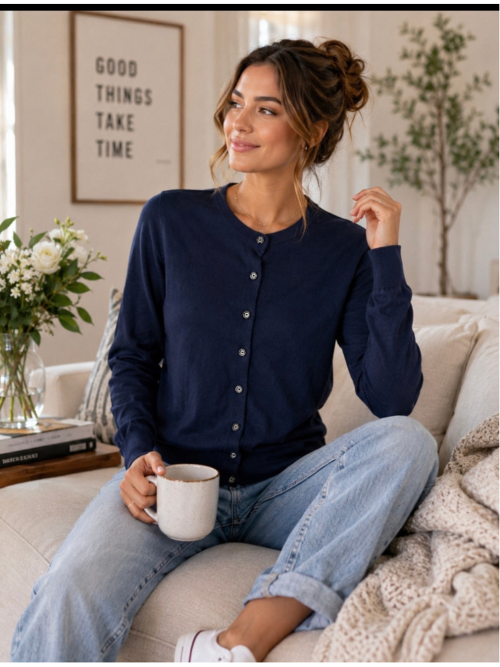 Women's Brooks Brothers Navy Merino Wool Cardigan XS